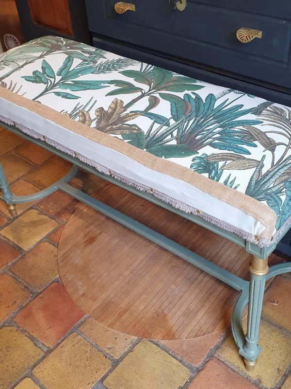 Banc ancien déco florale
